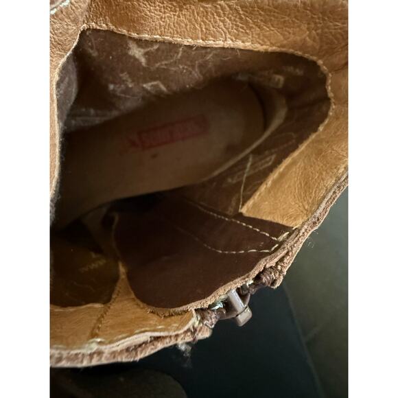 Pikolinos brown leather chunky heel ankle boots stitch detailing - Picture 10 of 11